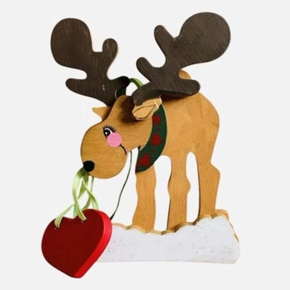 Vintage Kurt S Adler Wooden Reindeer Ornament 3.75